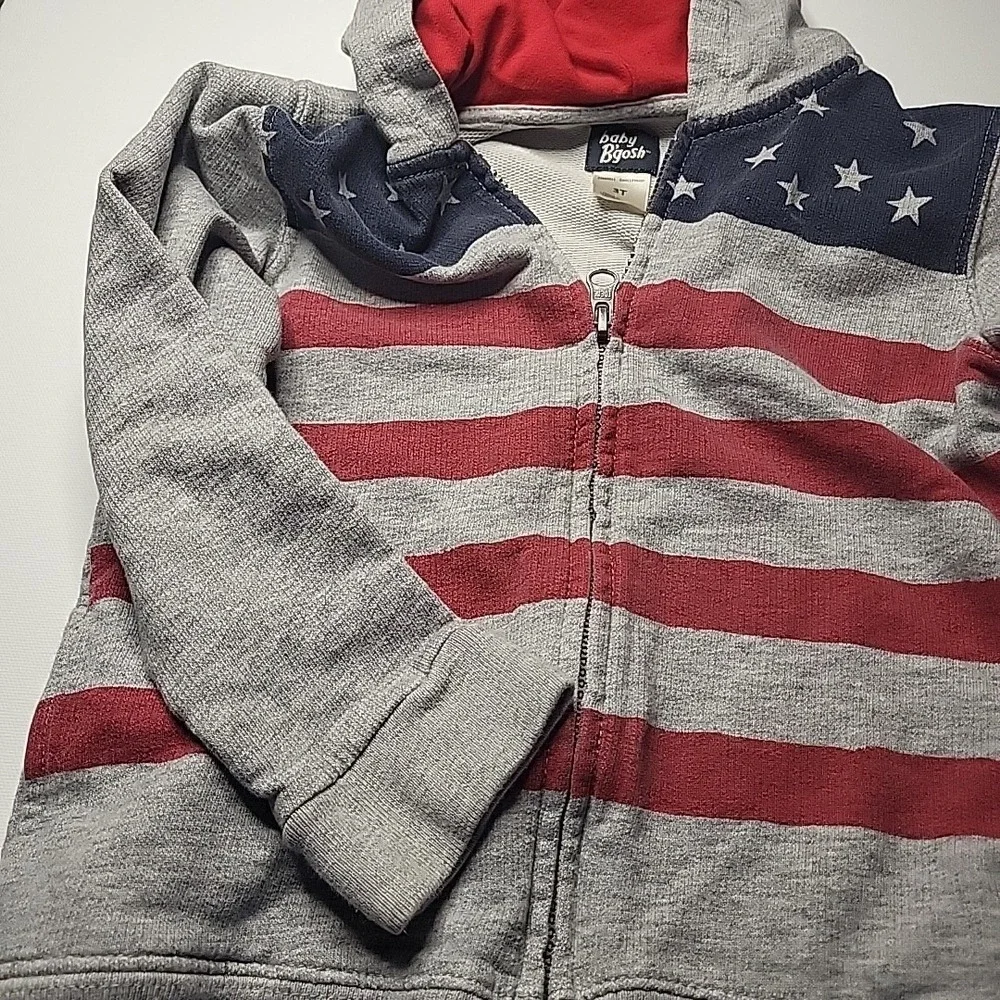 Baby B'gosh Full Zip Graphic USA Flag‎ Hoodie Boys Size 3T